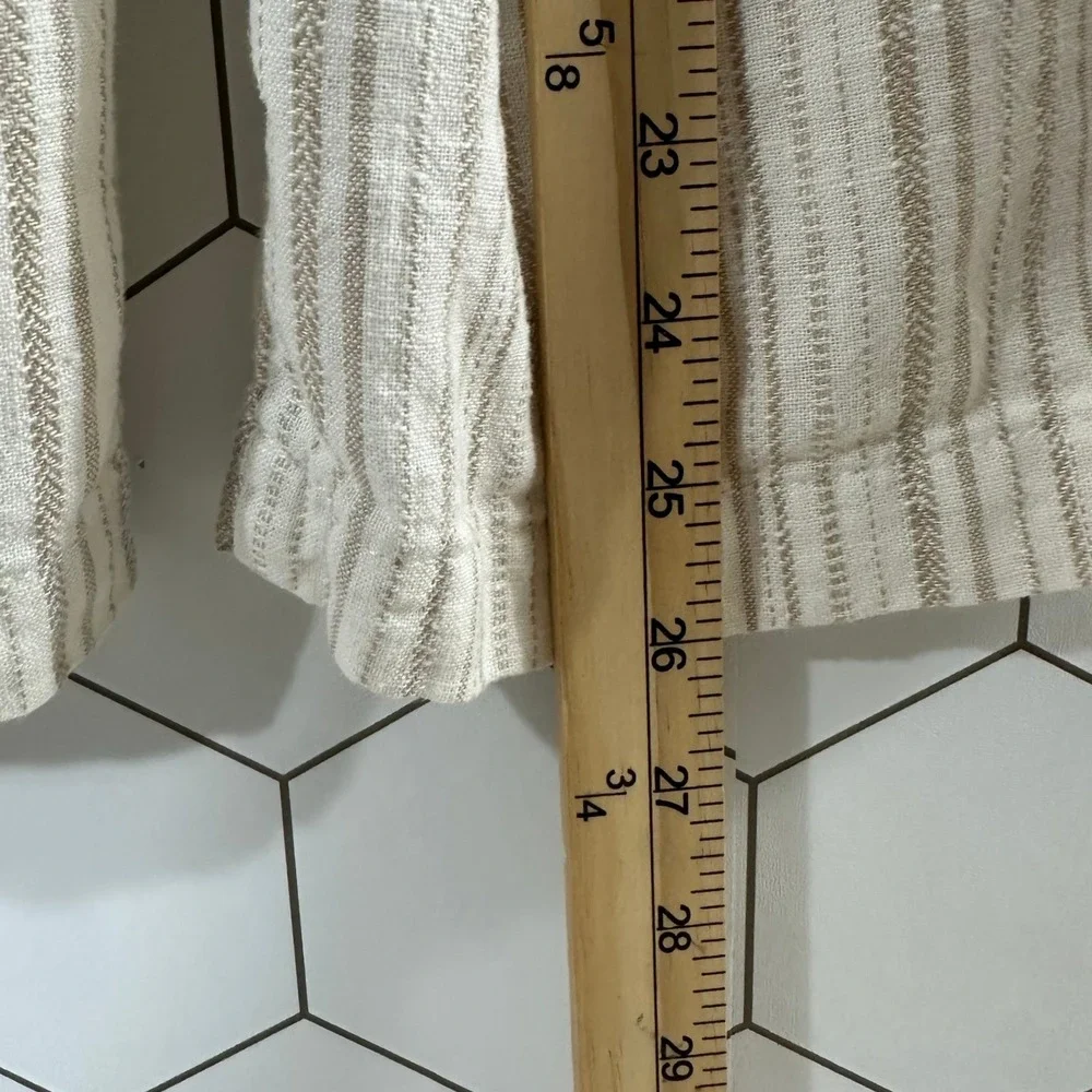 Banana Republic Petite Wide Leg Linen Blend Striped Pants Beige Cream Size 4P